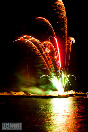 Fireworks at Jökulsárlón