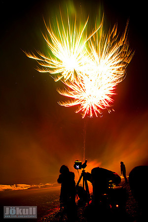 Fireworks at Jökulsárlón