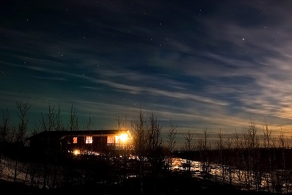 Cottage at night